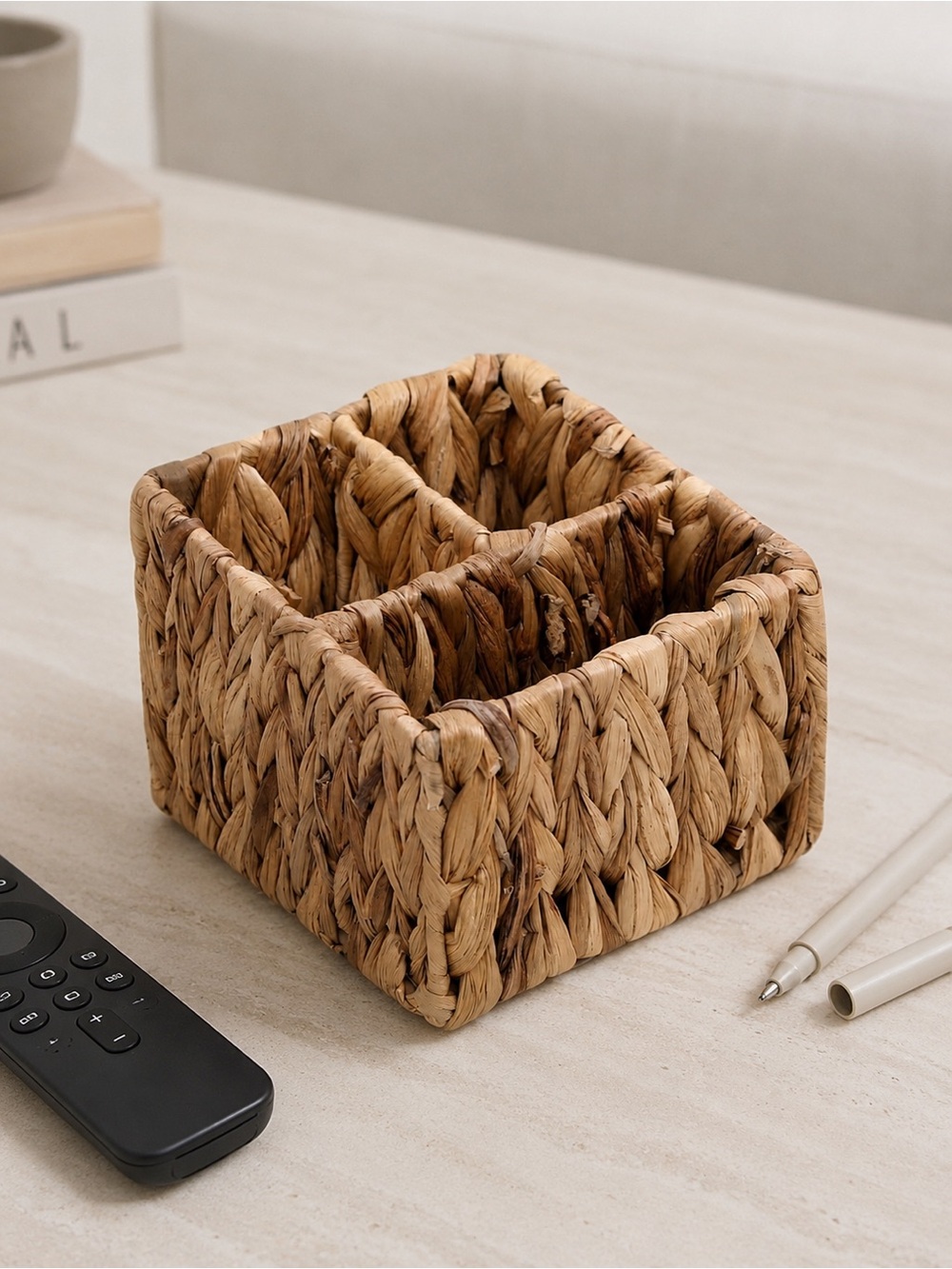 NWT • Wicker Hyacinth Basket Organizer